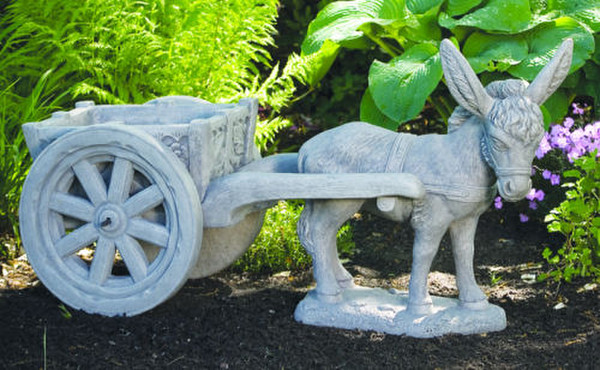 Donkey With Cart Sculptural Statue Art Planter Cement
